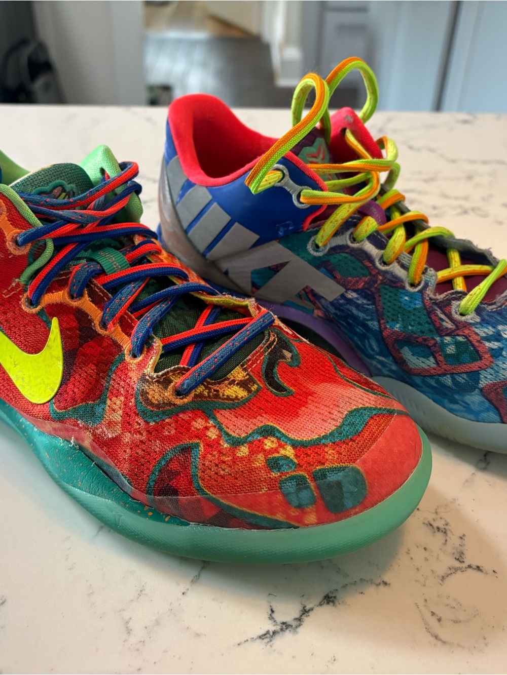 Nike Kobe 8 What The Proto GS Multicolor Sneakers - Red, Blue & Neon Yellow